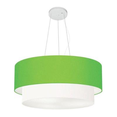Lustre Pendente Duplo Cilíndrico Vivare Md-4073 Cúpula Tecido 80x60cm - Bivolt Verde-limão-branco 127/220v