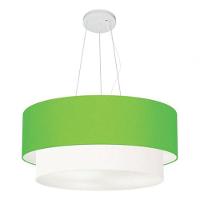 Lustre Pendente Duplo Cilíndrico Vivare Md-4073 Cúpula Tecido 80x60cm - Bivolt Verde-limão-branco 127/220v - 3