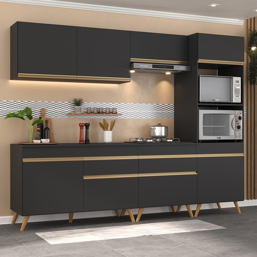 Cozinha Completa Veneza Gb Fg3713 Com Armário E Balcão Preta - 2