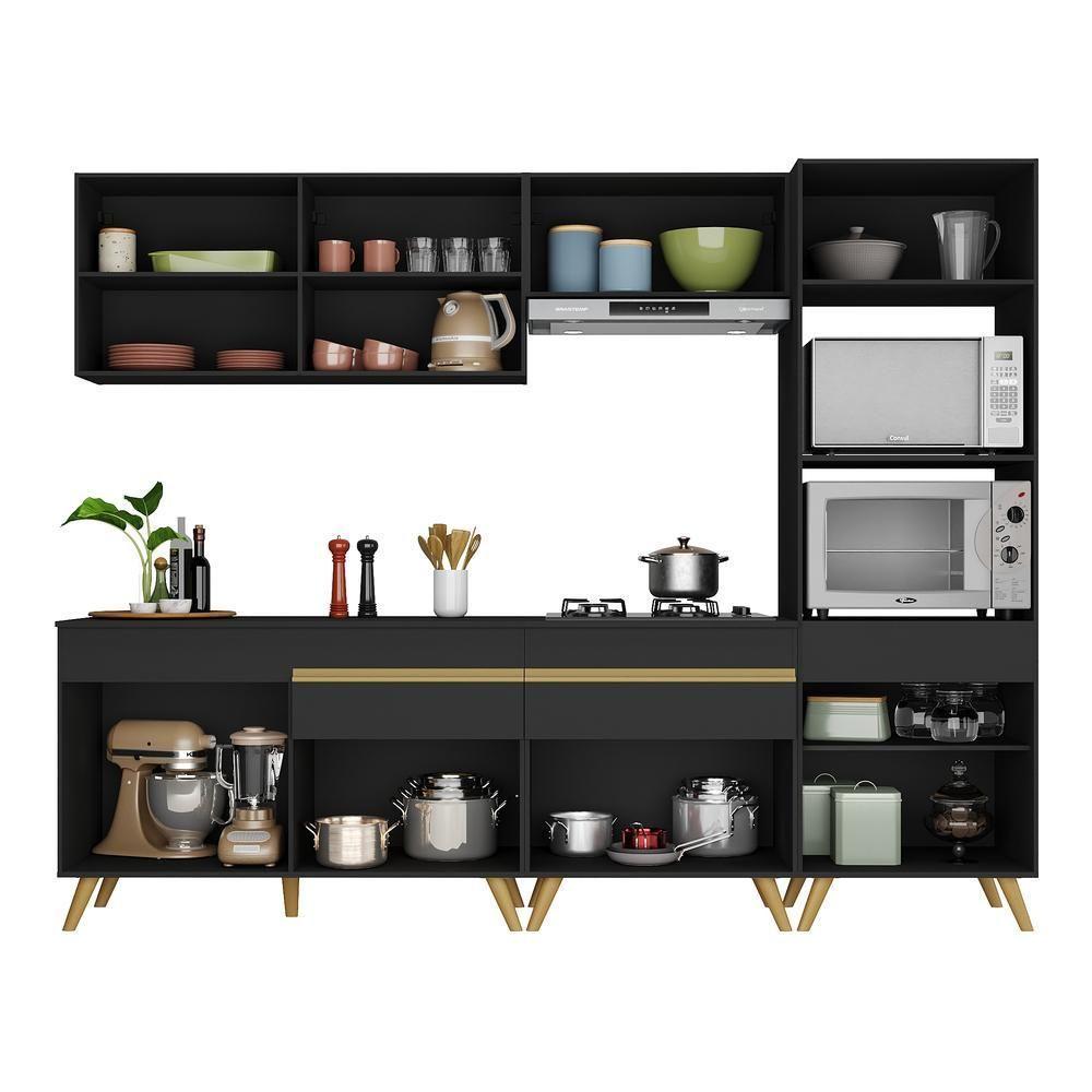 Cozinha Completa Veneza Gb Fg3713 Com Armário E Balcão Preta - 6
