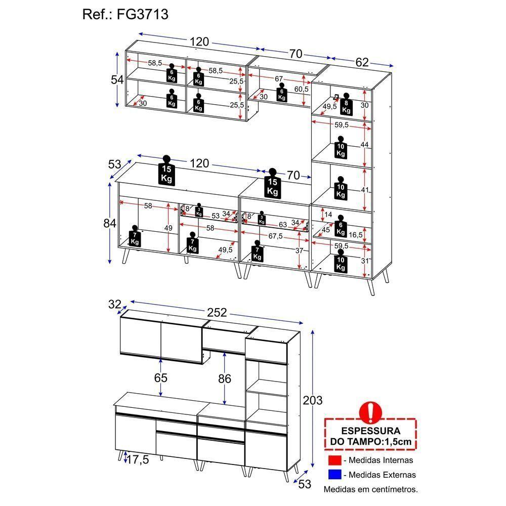 Cozinha Completa Veneza Gb Fg3713 Com Armário E Balcão Preta - 8