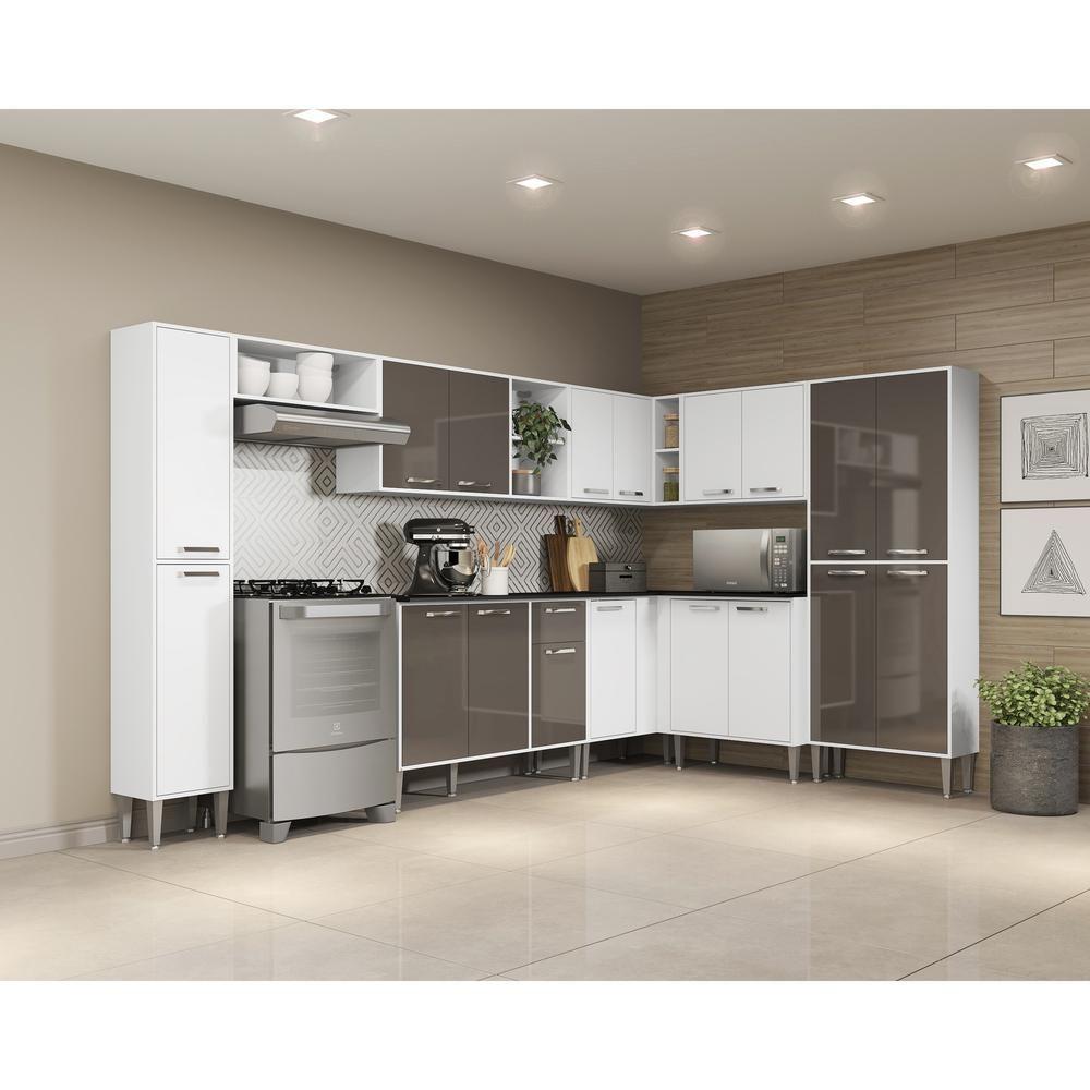 Cozinha Completa Xangai Rock Fg3286 Com Armário E Balcão Branca/lacca Fumê - 4