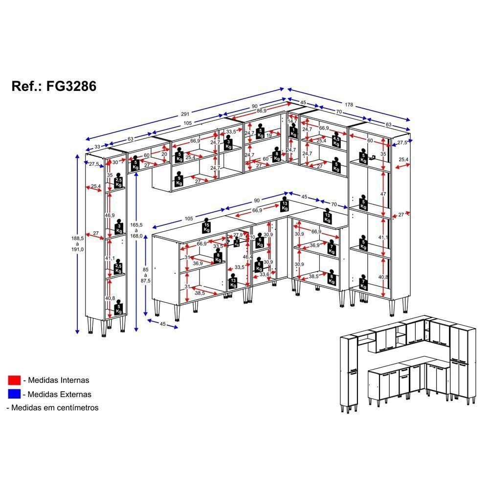 Cozinha Completa Xangai Rock Fg3286 Com Armário E Balcão Branca/lacca Fumê - 9