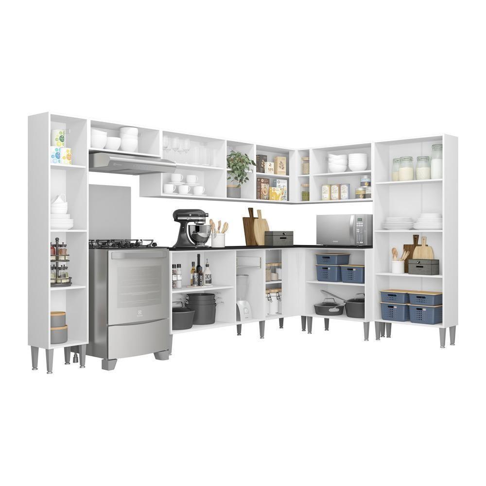 Cozinha Completa Xangai Rock Fg3286 Com Armário E Balcão Branca/lacca Fumê - 10