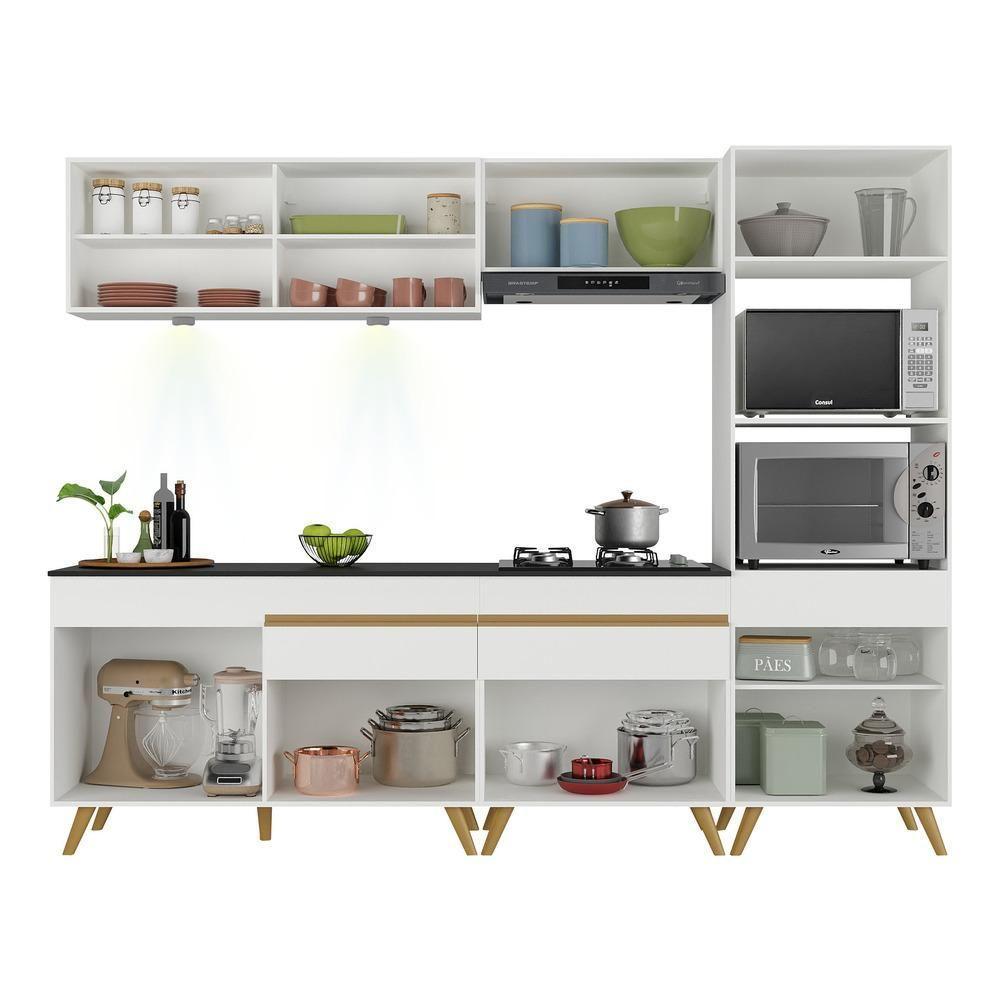 Cozinha Completa Veneza Up Fg2037 Com Leds Armário E Balcão Branca - 1