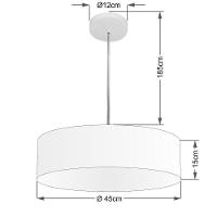 Lustre Pendente Cilíndrico Vivare Md-4254 Cúpula Em Tecido 45x15cm - Bivolt Preto 127/220v - 2