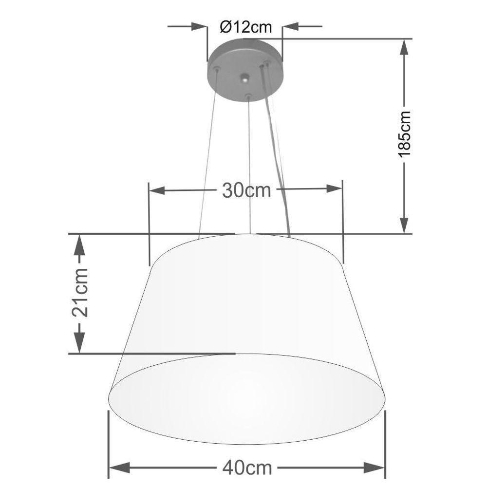 Lustre Pendente Cone Vivare Md-4001 Cúpula Em Tecido 21/40x30cm - Bivolt Branco 127/220v - 2