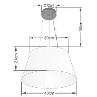 Lustre Pendente Cone Vivare Md-4001 Cúpula Em Tecido 21/40x30cm - Bivolt Branco 127/220v - 2