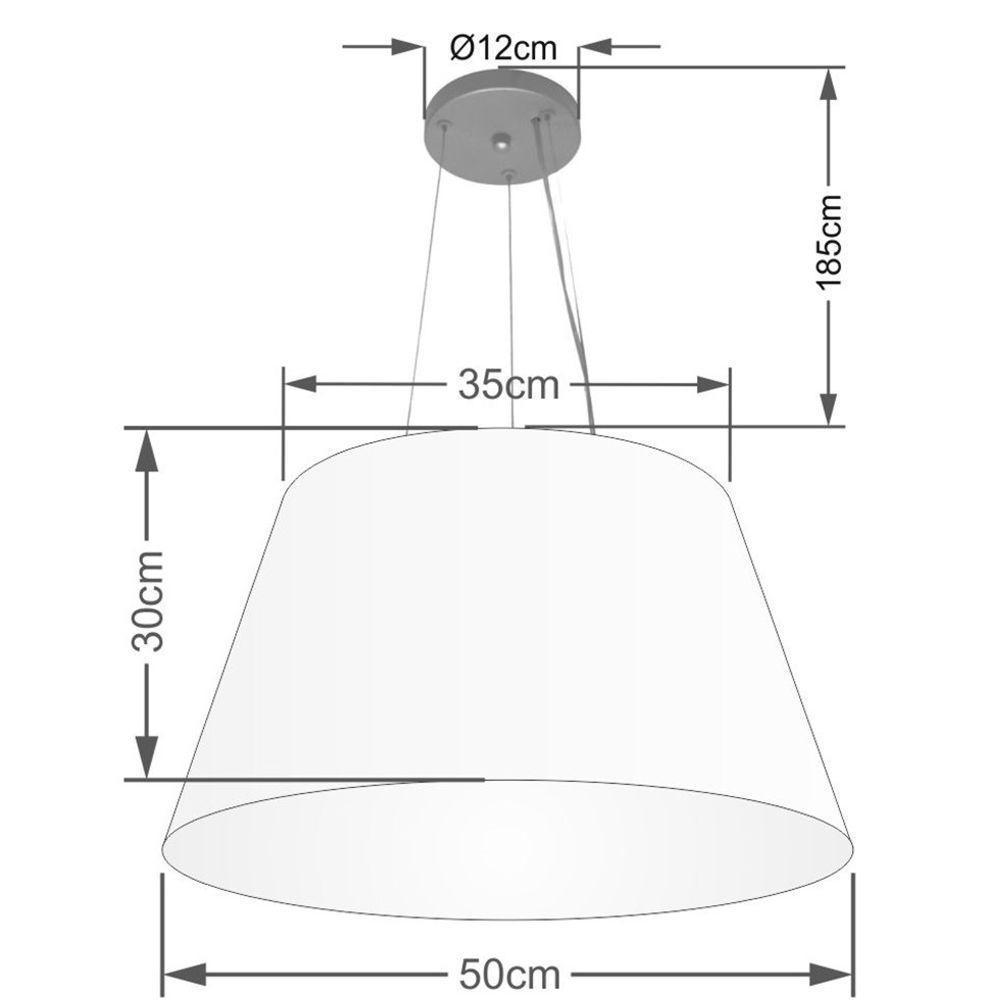 Lustre Pendente Cone Md-4141 Cúpula Em Tecido 30/50x35cm Rustico Bege - Bivolt - 2