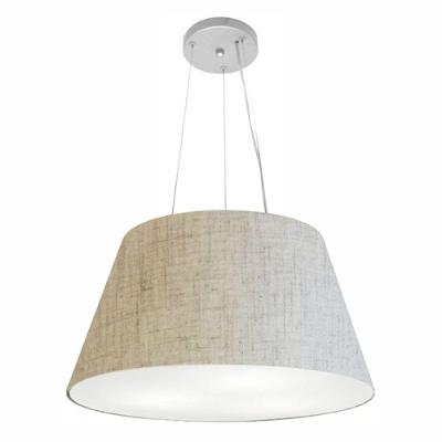 Lustre Pendente Cone Md-4141 Cúpula Em Tecido 30/50x35cm Rustico Bege - Bivolt