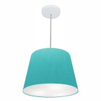 Lustre Pendente Cone Md-4155 Cúpula Em Tecido 30/40x30cm Azul Turquesa - Bivolt - 1
