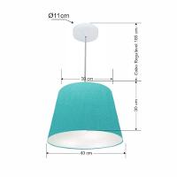 Lustre Pendente Cone Md-4155 Cúpula Em Tecido 30/40x30cm Azul Turquesa - Bivolt - 2