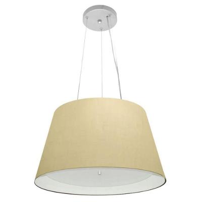 Lustre Pendente Cone Vivare Md-4119 Cúpula Em Tecido 21x40x30cm - Bivolt Algodão-crú-branco 127/220v