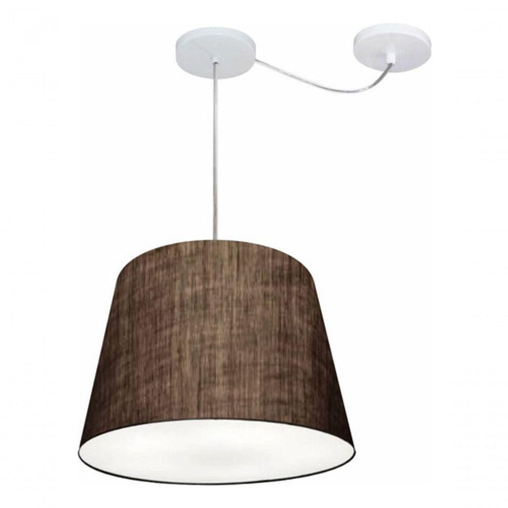 Lustre Pendente Cone Com Desvio De Centro Vivare Md-4276 Cúpula Em Tecido 30x40cm - Bivolt Café 127/220v - 3