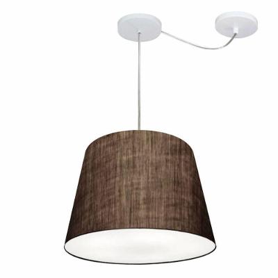 Lustre Pendente Cone Com Desvio De Centro Vivare Md-4276 Cúpula Em Tecido 30x40cm - Bivolt Café 127/220v