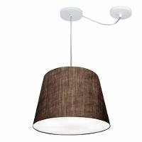 Lustre Pendente Cone Com Desvio De Centro Vivare Md-4276 Cúpula Em Tecido 30x40cm - Bivolt Café 127/220v - 1