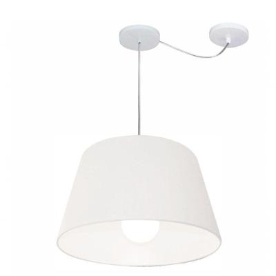 Lustre Pendente Cone Com Desvio De Centro Vivare Md-4273 Cúpula Em Tecido 30x40cm - Bivolt Branco 127/220v