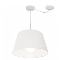 Lustre Pendente Cone Com Desvio De Centro Vivare Md-4273 Cúpula Em Tecido 30x40cm - Bivolt Branco 127/220v - 1