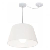 Lustre Pendente Cone Com Desvio De Centro Vivare Md-4273 Cúpula Em Tecido 30x40cm - Bivolt Branco 127/220v - 3