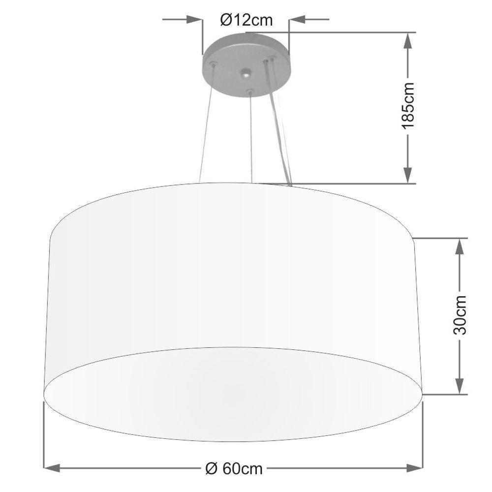 Lustre Pendente Cilíndrico Md-4074 Cúpula Em Tecido 60x30cm Rustico Bege - Bivolt - 2