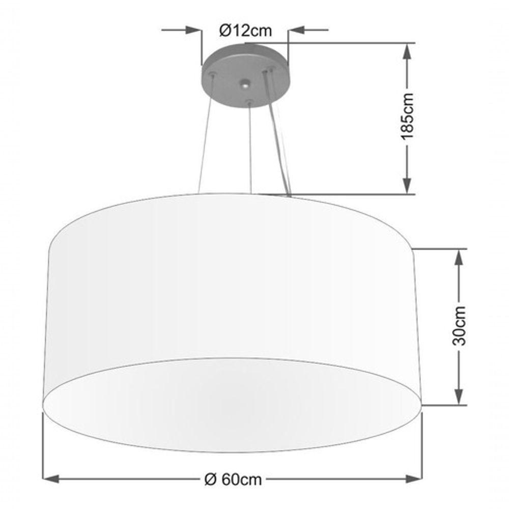 Lustre Pendente Cilíndrico Md-4074 Cúpula Em Tecido 60x30cm Rustico Bege - Bivolt - 4