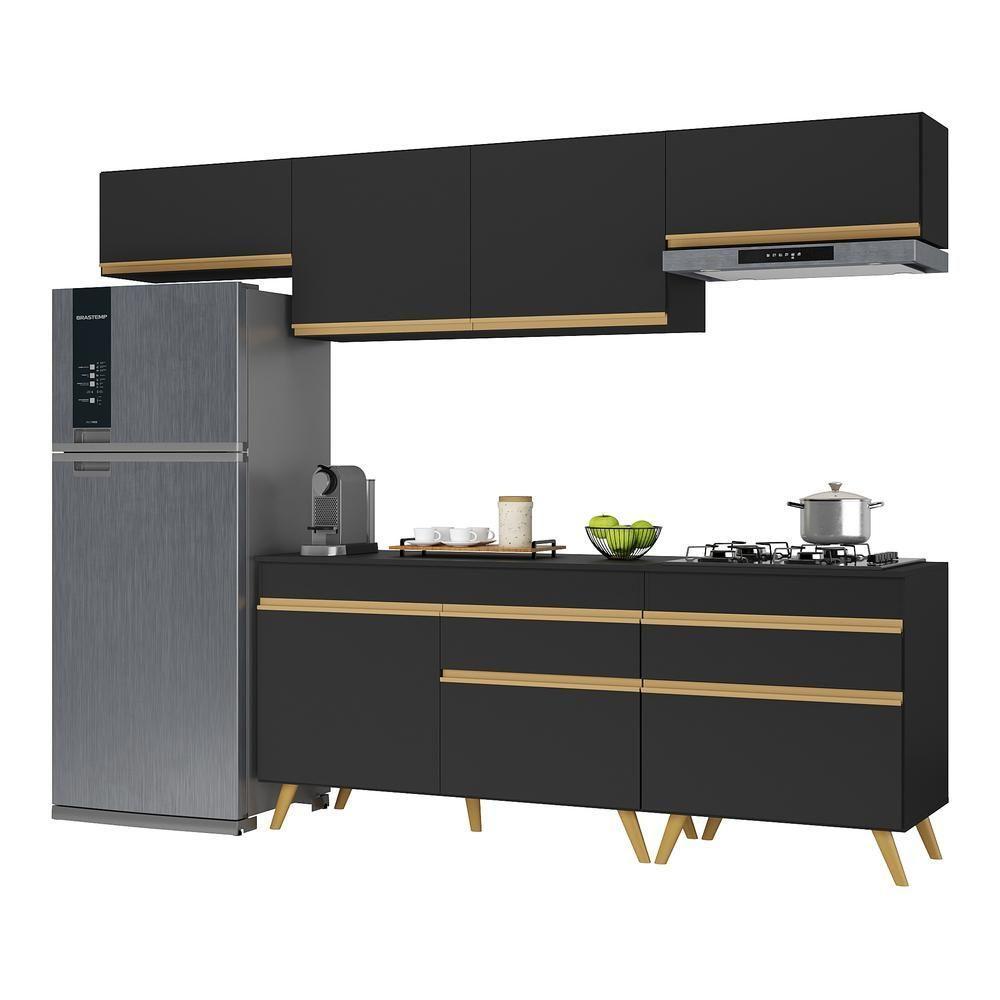 Cozinha Completa Veneza Gb Fg3708 Com Armário E Balcão Preta - 1