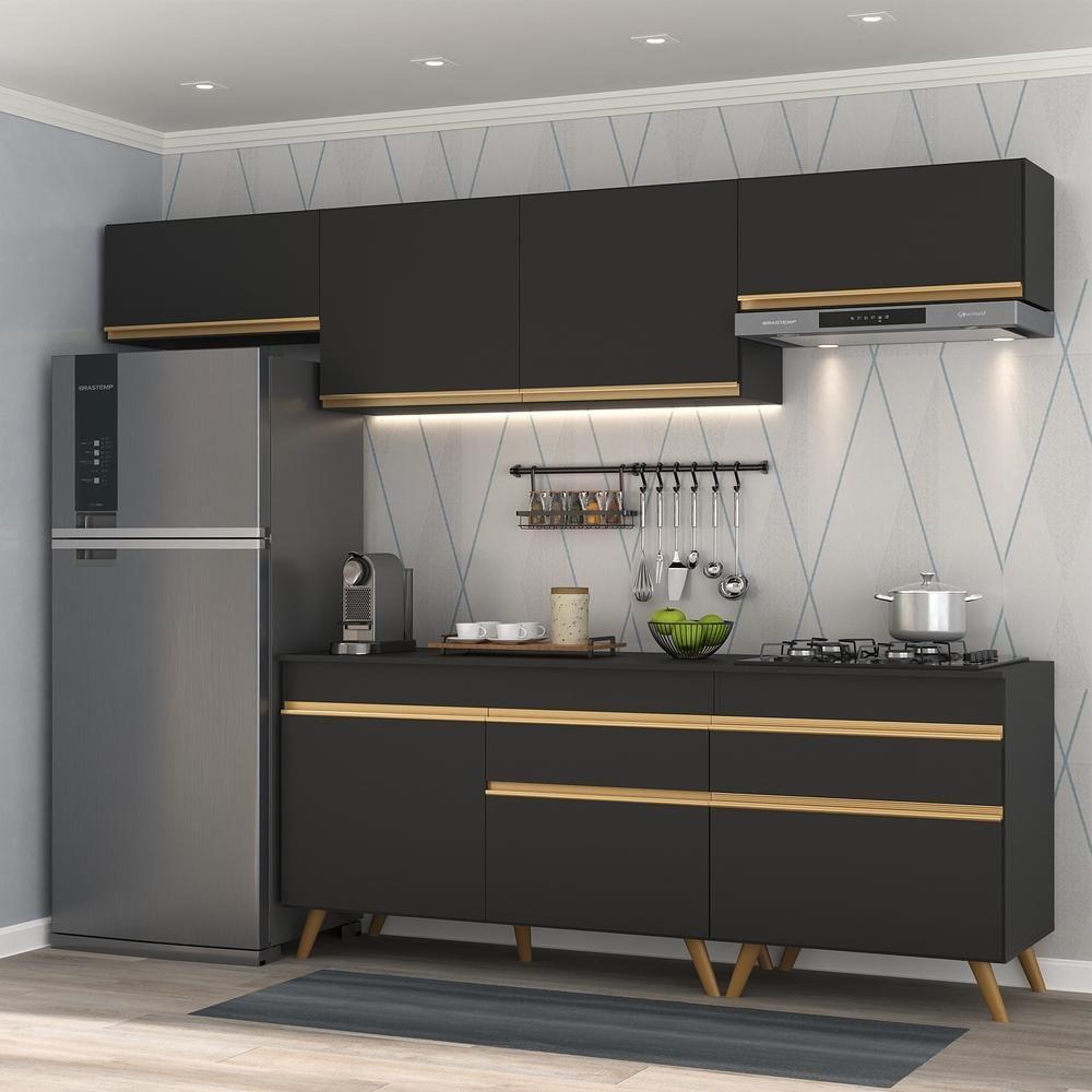 Cozinha Completa Veneza Gb Fg3708 Com Armário E Balcão Preta - 3