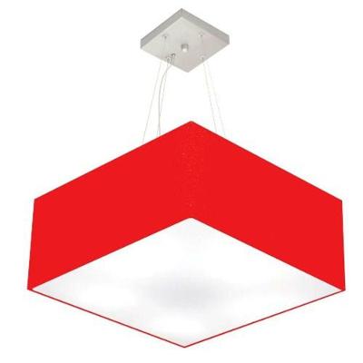 Lustre Pendente Quadrado Vivare Md-4006 Cúpula Em Tecido 21/50x50cm - Bivolt Vermelho 127/220v