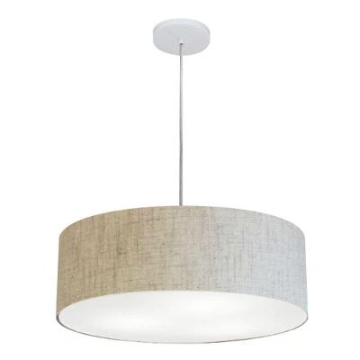 Lustre Pendente Cilíndrico Vivare Md-4254 Cúpula Em Tecido 45x15cm - Bivolt Rustico-bege 127/220v