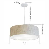 Lustre Pendente Cilíndrico Vivare Md-4254 Cúpula Em Tecido 45x15cm - Bivolt Rustico-bege 127/220v - 2