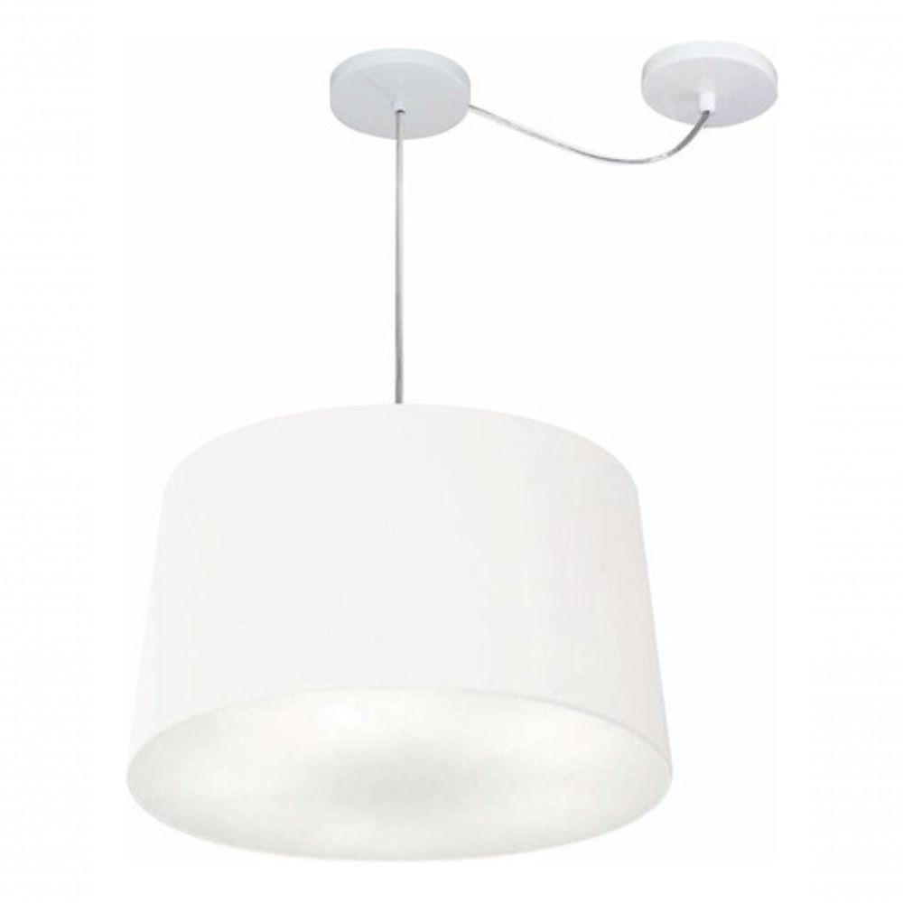Lustre Pendente Cone Com Desvio De Centro Vivare Md-4281 Cúpula Em Tecido 40x45cm - Bivolt Branco 127/220v - 3