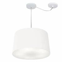 Lustre Pendente Cone Com Desvio De Centro Vivare Md-4281 Cúpula Em Tecido 40x45cm - Bivolt Branco 127/220v - 1