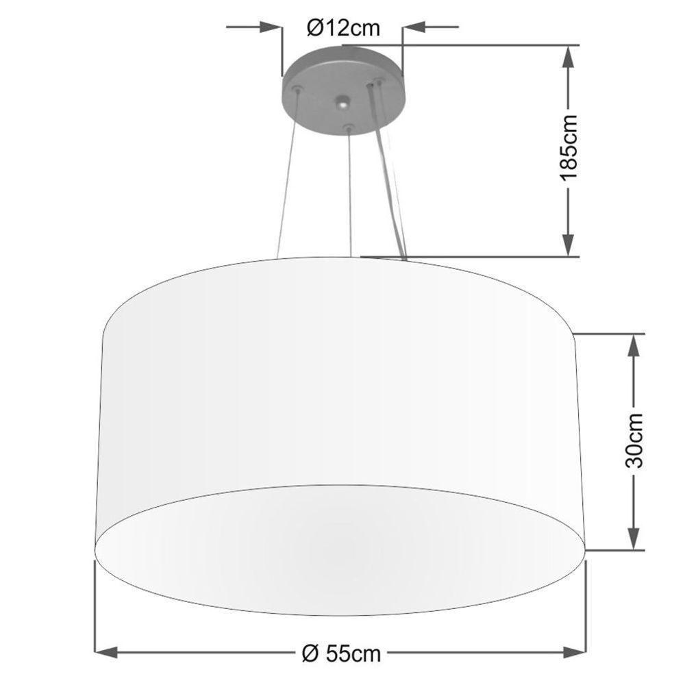 Lustre Pendente Cilíndrico Vivare Md-4192 Cúpula Em Tecido 55x30cm - Bivolt Algodão-crú 127/220v - 2