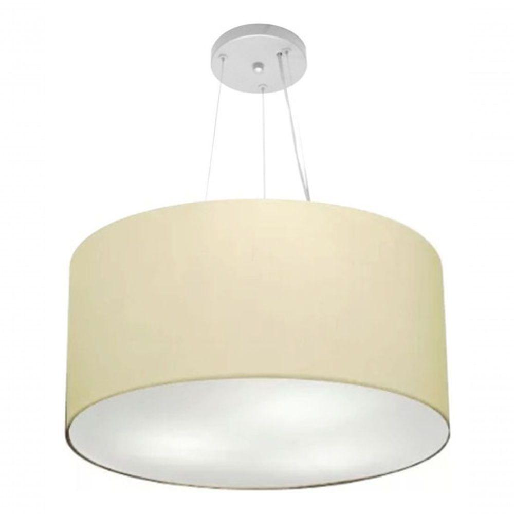 Lustre Pendente Cilíndrico Vivare Md-4192 Cúpula Em Tecido 55x30cm - Bivolt Algodão-crú 127/220v - 3