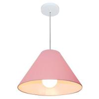Lustre Pendente Cone Vivare Md-4078 Cúpula Em Tecido 25/40x15cm - Bivolt Rosa-bebê 127/220v - 1