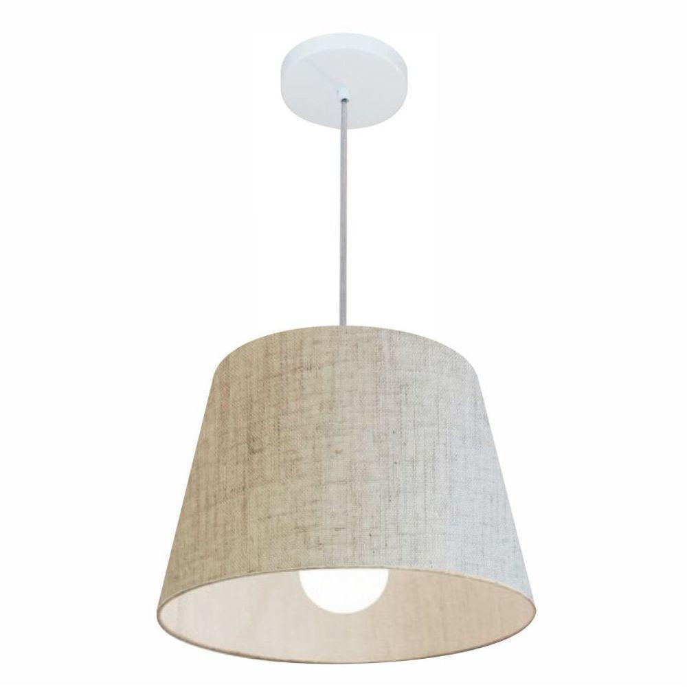 Lustre Pendente Cone Md-4240 Cúpula Em Tecido 30/40x30cm Rustico Bege - Bivolt - 1