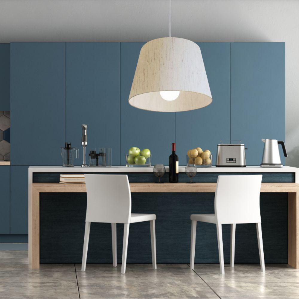 Lustre Pendente Cone Md-4240 Cúpula Em Tecido 30/40x30cm Rustico Bege - Bivolt - 3