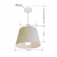 Lustre Pendente Cone Md-4240 Cúpula Em Tecido 30/40x30cm Rustico Bege - Bivolt - 2