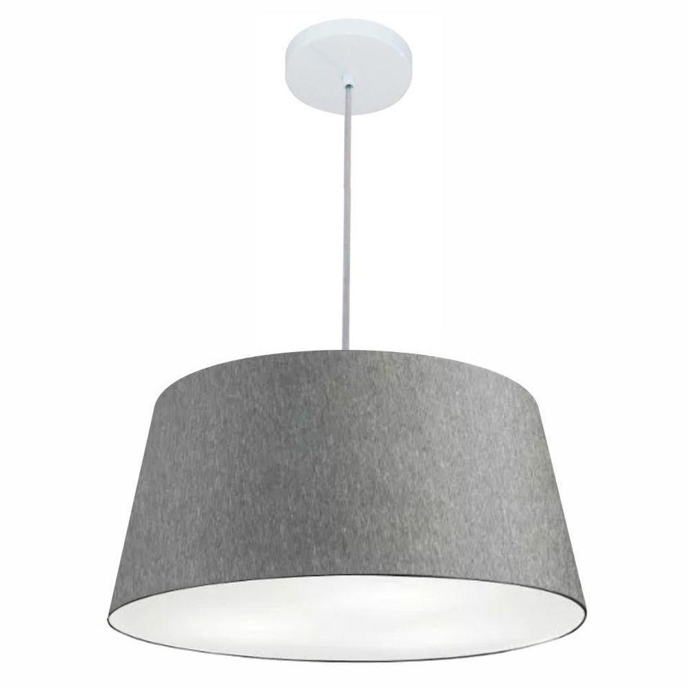 Lustre Pendente Cone Md-4050 Cúpula Em Tecido 21/50x40cm Rustico Cinza - Bivolt - 1