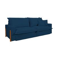 Sofá Retrátil Reclinável Zeus Com Molas Ensacadas No Assento Tecido Azul Marinho 2,30m - 3