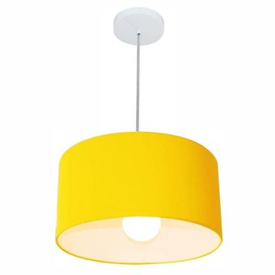Lustre Pendente Cilíndrico Vivare Md-4146 Cúpula Em Tecido 40x30cm - Bivolt Amarelo 127/220v