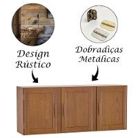 Armário Aéreo De Cozinha 3 Portas 100% Madeira Maciça Karina Imbuia Fosco - 3