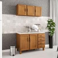 Armário Aéreo De Cozinha 3 Portas 100% Madeira Maciça Karina Imbuia Fosco - 5