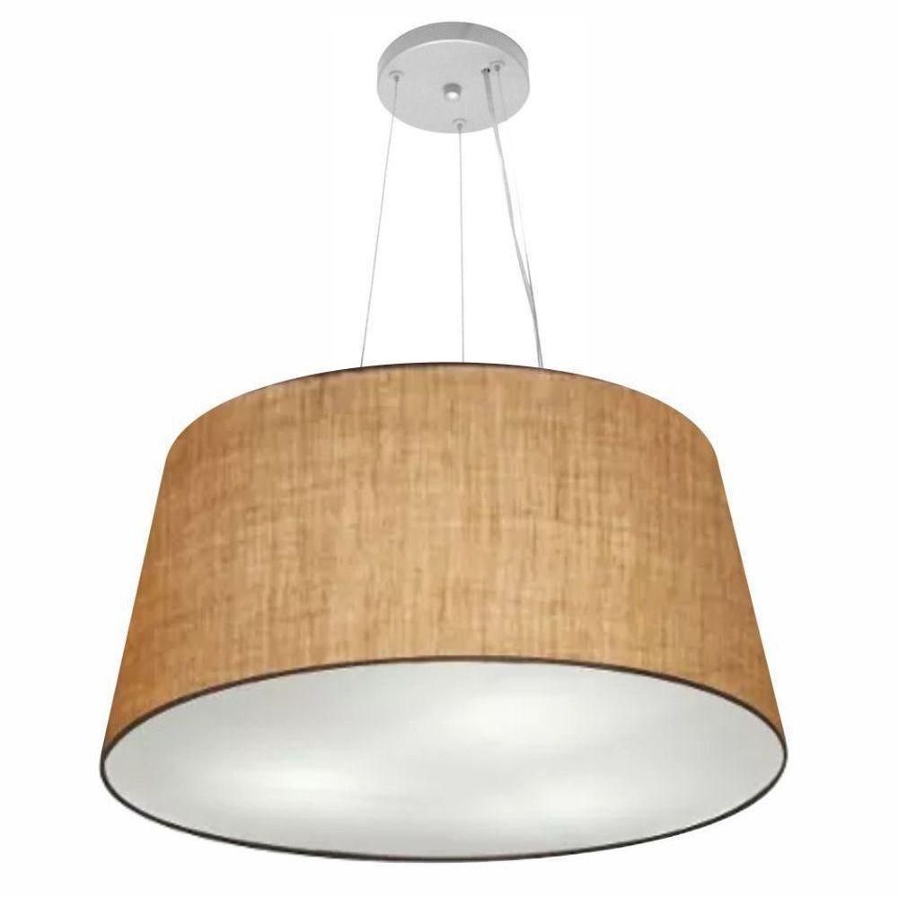 Lustre Pendente Cone Vivare Md-4063 Cúpula Em Tecido 30/60x50cm - Bivolt Palha 127/220v - 1