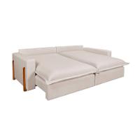 Sofá Retrátil Reclinável Zeus Com Molas Ensacadas No Assento Tecido Linho Cru 2,10m