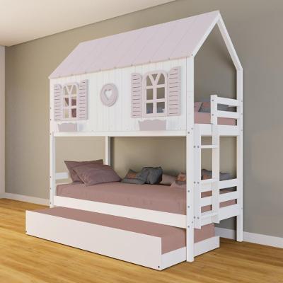 Treliche Casinha Bela Com Coração Madeira Maciça Branco/rosa Housin