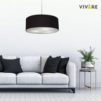 Lustre Pendente Cilíndrico Vivare Md-4218 Cúpula Em Tecido 55x15cm - Bivolt Preto 127/220v - 6