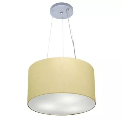 Lustre Pendente Cilíndrico Vivare Md-4182 Cúpula Em Tecido 40x25cm - Bivolt Algodão-crú 127/220v