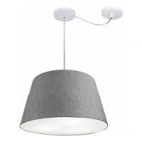 Lustre Pendente Cone Com Desvio De Centro Vivare Md-4279 Cúpula Em Tecido 30x40cm - Bivolt Rustico-cinza 127/220v - 3
