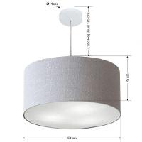 Lustre Pendente Cilíndrico Vivare Md-4213 Cúpula Em Tecido 50x30cm - Bivolt Rustico-cinza 127/220v - 3
